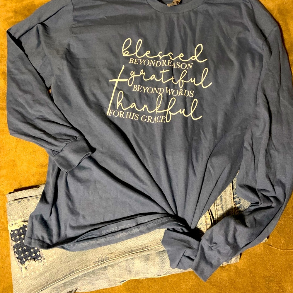 Ladies long sleeve tee. Blessed